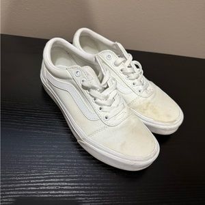 All white old skool vans